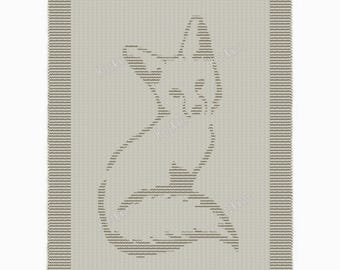 Arctic Fox blanket Knitting Pattern - Cute Nocturne Animal Afghan - Knit & Purl only throw - easy beginner friendly