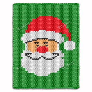 Christmas Santa Claus Chunky Blanket, Hand Finger Knitting Pattern, Holiday red hat & white beard Knit Kids afghan Bulky Jumbo 7 yarn throw