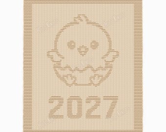 Born in 2027 stroller blanket - Easy Knitting Pattern - Baby Chick Keepsake Blanket - Knit & Purl only - Newborn Baby throw