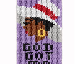 God Got Me Chunky panel - Finger Knitting Pattern PDF - Knit colorwork graph for blankets or cardigans - Bulky Jumbo 7 yarn