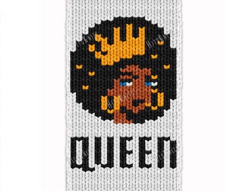 Queen Chunky panel - Finger Knitting Pattern PDF - Knit colorwork graph for blankets or cardigans - Bulky Jumbo 7 yarn