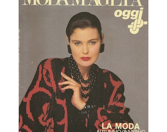 Vintage italian magazine 80s "Modamaglia Oggi" Milan fashion knit patterns Brother knitting machines women men childs kids knitwear sweaters