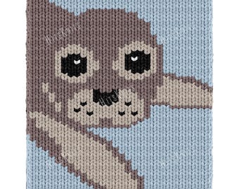 Baby Seal Blanket Finger Knitting Pattern, Cute Pup Graphghan 30x70, Jumbo Yarn Ocean Animal PDF