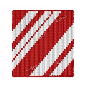 Xmas Candy Cane Chunky Blanket - Knitting Pattern PDF - Knit intarsia afghan - fair isle bulky rug - Jumbo 7 yarn super finger throw
