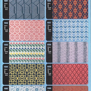 PDF-set van 10 ponskaarten Fairisle-ponskaarten 24-steken Toyota Knitmaster Singer breipatronen breimachine Fairisle-kaarten nr. 1051-1060