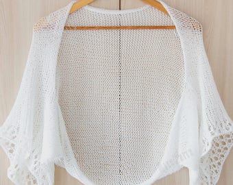 KNITTING PATTERN Summer cotton cardigan pdf easy tutorial knit wedding jacket beginner lace shrug bolero coverup bridal cover up handmade
