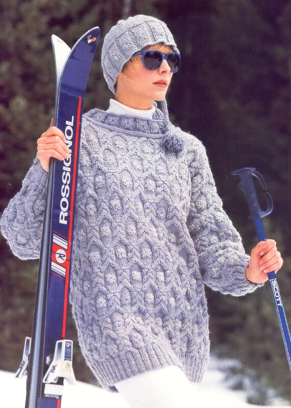 Vintage Cross Country Ski Toque Edelweiss Sweater Hat Knitting