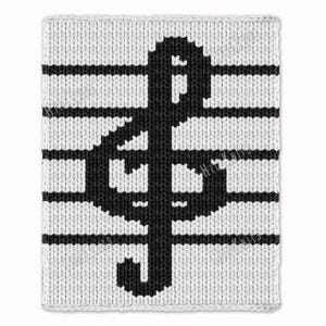 Musical clef Blanket Finger Knitting Pattern - PDF file digital download - Chunky afghan diagram and row-by-row instructions