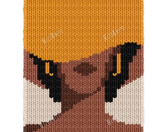Gouden Dame Vingerbreipatroon, Elegante Graphghan Deken PDF, Zwarte Vrouw Kleurpatroon 31x70