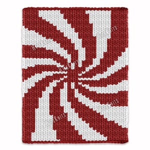 Xmas Peppermint candy swirl Chunky Blanket - Knitting Pattern PDF - Knit intarsia afghan - fair isle bulky rug - Jumbo 7 yarn finger throw