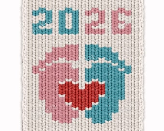 2026 voet dikke deken, weefgetouw- en strak vingerbreipatroon, babyvoetjes-grafiekdekenpatroon 19x58, aandenkende deken voor pasgeborenen