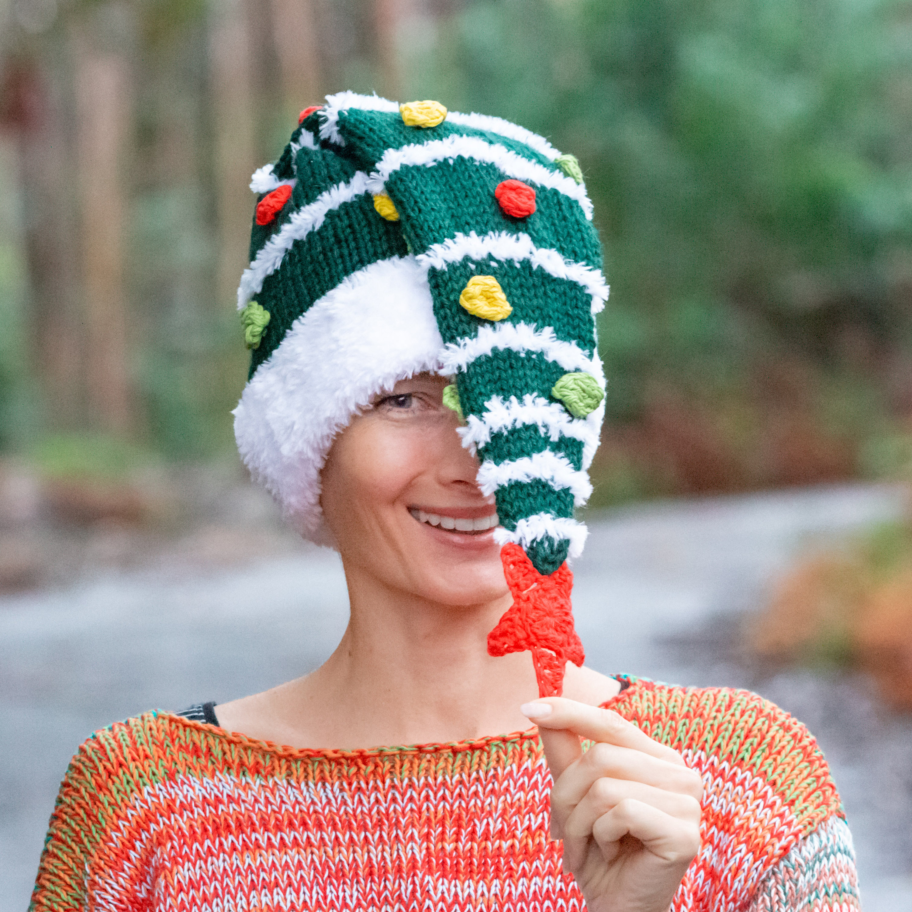 KNITTING PATTERN Christmas Tree Beanie With Crochet Star 