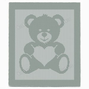 Patrón fácil de tejer manta de osito de peluche - Lindo oso con corazón - Solo punto y revés - Manta para bebé recién nacido - Apto para principiantes
