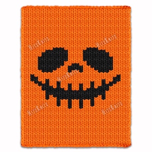 Halloween Jack Skellington - dikke deken, handvingerbreipatroon - pdf gebreid oranje werkkaart kleur Afghaans, super volumineus jumbokleed
