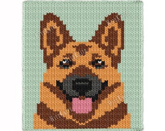 ジャーマンシェパードドッグチャンキーブランケット - 編み図PDF - 犬