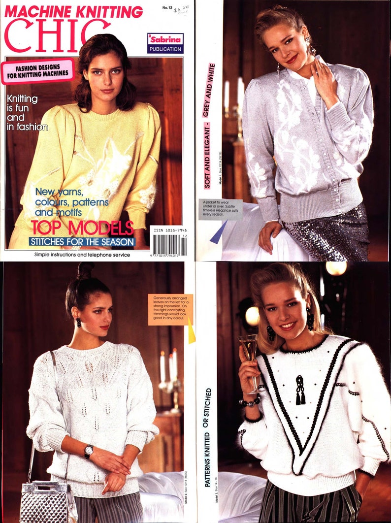 Big womens collection 31 machine knitting patterns knit pullovers standard gauge punchcards/electronic Singer, Brother, Passap, Knitmaster image 2