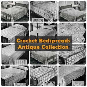 14 patrones de crochet para colchas en PDF, colcha antigua de los años 30, manta afgana con motivos de mosaicos cuadrados, mantas para revistas antiguas, descarga digital, cuadros grandes