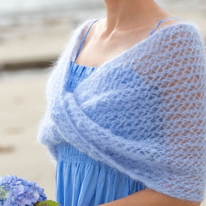 KNITTING PATTERN knit infinity shawl pdf tutorial wedding wrap very easy beginner knitter fluffy mohair 8 mm 12 ply bridal cover bridesmaid