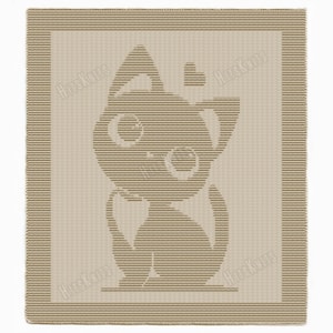 Wzór na kocyk z uroczym kotem - tylko prawe i lewe oczka - narzuta na łóżko dla noworodka z motywem kotka - łatwy samouczek dla początkujących