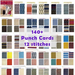 140+ Lochkarten 12 Maschen Strickmaschine Lochkarten Fair Isle Fair Isle Jacquard Lace Tuck Slip PDF Nähanleitung 12st Toyoto Knitmaster Brother