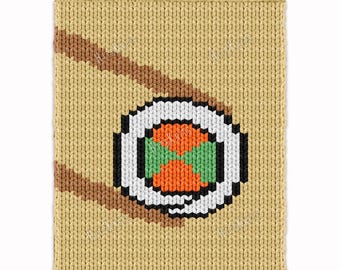Sushi Roll Chunky Blanket - Hand Finger Knitting Pattern - Knit pixel afghan Bulky Jumbo 7 yarn throw