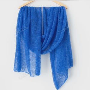 Easy Knitting Pattern Thin Mohair Shawl, Winter Wedding Scarf, Hand Knit Bridal Stole, Bridal Wrap PDF Digital Download