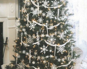 54 crochet patterns snowflakes christmas ornaments tree toppers trims chain window decoration holidays garlands icicles skirt xmas gift idea