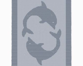 Dolphins throw - Knitting Pattern - Easy Knit & Purl only Texture Blanket - Beginner-friendly