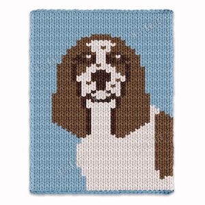 Sprinter spaniel dog Chunky Blanket - Knitting Pattern PDF - Knit Blanket intarsia afghan - colorwork bulky  Jumbo 7 yarn super finger throw