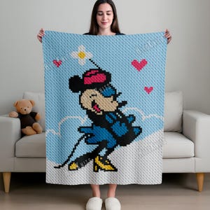 Szydełkowa książka elektroniczna „Mysi romans” – zestaw 2 kocyków dla dzieci, wzór C2C narożnik w narożnik – zakochane Myszki Miki i Minnie – plik PDF do pobrania w wersji cyfrowej