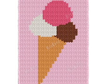Ice Cream jumbo knit blanket pattern, easy finger knitting for beginners, chunky plush yarn throw