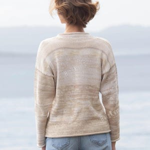 Easy knit womens sweater - PDF knitting pattern - flat bottom up rolled edge neck pullover worsted weight or sport yarn digital download image 5