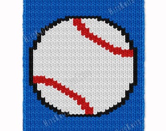 Baseball ball Blanket Finger Knitting Pattern - PDF digital download - knit colorwork intarsia motif diagram - color work pattern