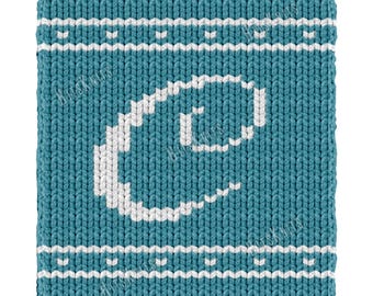 Letter C Monogram Finger Knitting Pattern, Chunky Jumbo Initial Blanket, Cursive Colorwork Graphghan Chart, Personalized Gift PDF