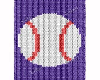 Baseball ball Blanket Finger Knitting Pattern - PDF digital download - knit colorwork intarsia motif diagram - color work pattern