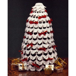 Vintage crochet pattern white lace christmas tree xmas decoration holiday table decor crochet hook size 7 cotton yarn PDF file instructions image 1