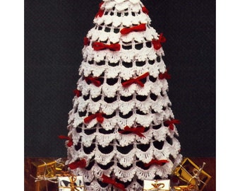 Vintage crochet pattern white lace christmas tree xmas decoration holiday table decor crochet hook size 7 cotton yarn PDF file instructions