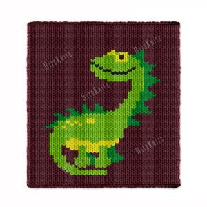 Dikke dino-deken met lange hals - breipatroon pdf - gebreide deken intarsia afghan - volumineus vloerkleed in kleur - jumbo 7-garen supervingerworp