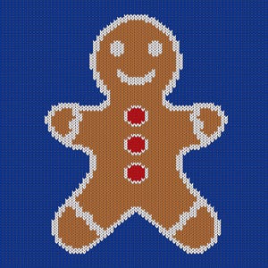 Kerstpeperkoekkaart, intarsia-kleurwerkmotiefgrafiek, digitale pdf-download, schriftelijke instructies, hand- en machinaal breipatroon