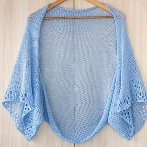 KNITTING PATTERN Spring summer cardigan knit women shrug easy beginner pdf tutorial handknit lace bolero shoulder cover up oversize coverup