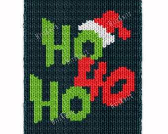 Ho Ho Ho Christmas Chunky Blanket - NO LOOM Finger Knitting Pattern - PDF Knit Kids Color work afghan Super Bulky Jumbo 7 yarn throw