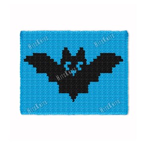 Halloween Bat - Chunky Blanket, Hand Finger Knitting Pattern - PDF Knit intarsia chart afghan, Super Bulky Jumbo 7 yarn throw graphghan