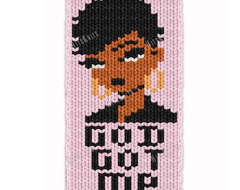 God Got Me panel - Finger Knitting Pattern PDF - Knit colorwork graph for blankets or cardigans - Chunky Jumbo 7 yarn