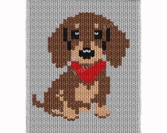 Dachshund Finger Knitting Pattern PDF, Puppy Dog Knit Kids Blanket, Bulky Jumbo 7 yarn super chunky crib throw lap afghan toddler child