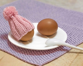 KNITTING PATTERN Knitted egg cozy beginner PDF tutorial egg warmers Easter decoration pompom egg cosy little pom hat miniature beanie mini