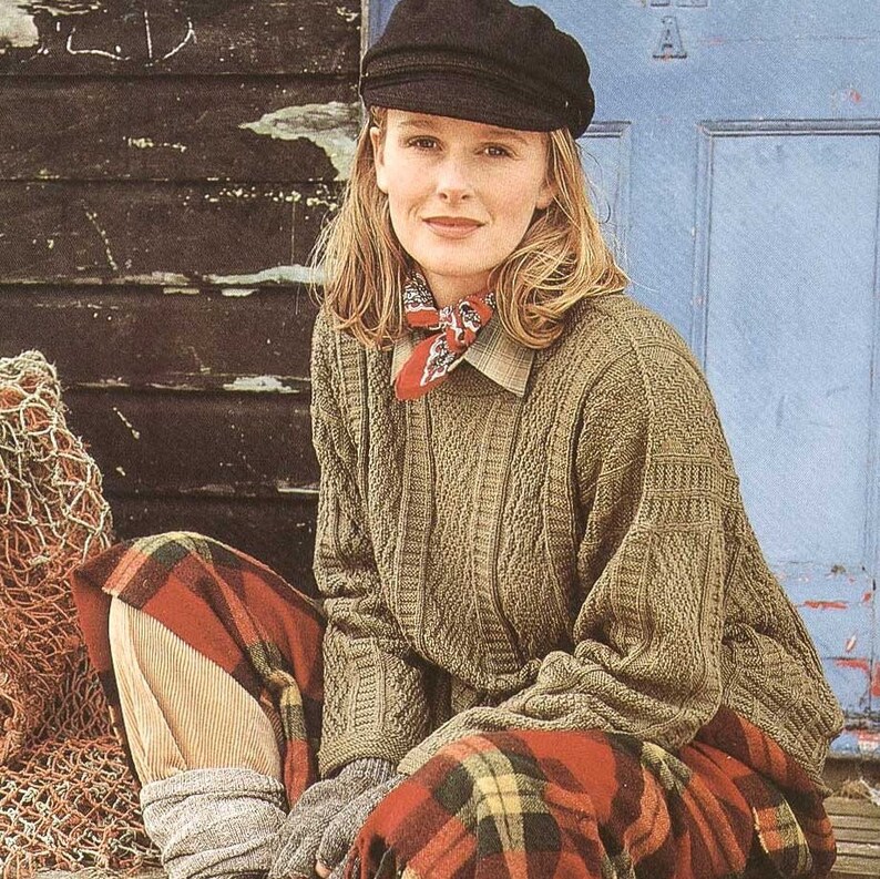 KNITTING PATTERN Knit Fisherman Sweater Tutorial Crew Neck Womens