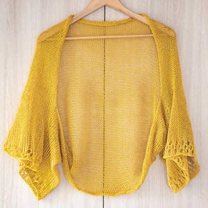 KNITTING PATTERN short kimono shrug easy pdf tutorial women cotton jacket beginner pattern summer crop loose sheer cardigan oversize sweater