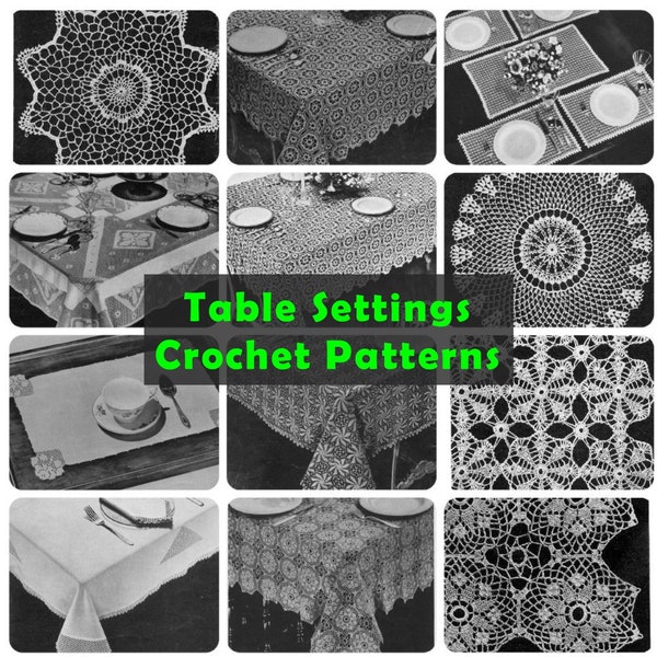 20+ crochet patterns PDF Lancheon Sets, Table dinner Clothes, Lace doilies, Tray mats Vintage book 30s antique magazine digital download