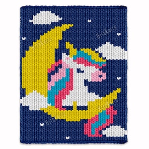 Niedliches Einhorn Finger Decke Muster - Chunky Loop Knit Afghan PDF - Arm Strickwurf