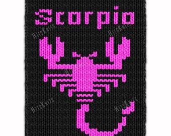 Scorpio Blanket Finger Knitting Pattern, kids zodiac sign diagram chunky knit afghan chart, hand knited throw playmat PDF digital download